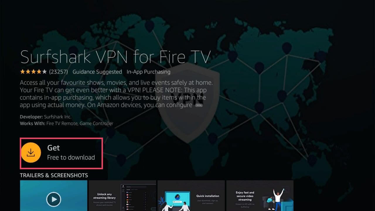 surfhsark vpn for fire tv