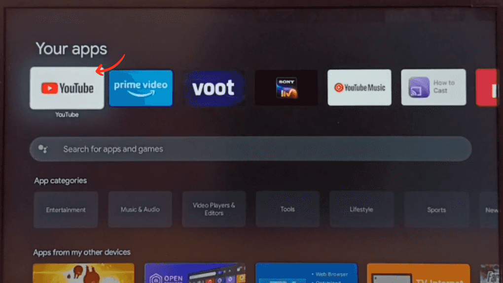  YouTube app on your smart TV