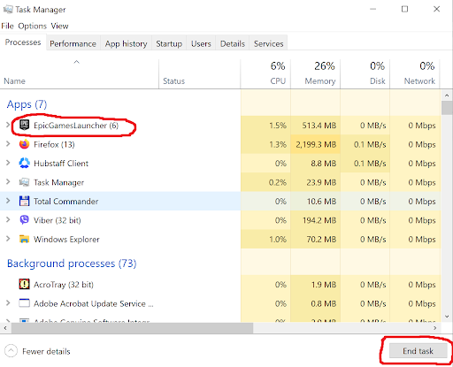 epic games task manager