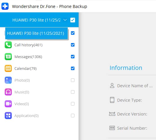 dr fone android backup location