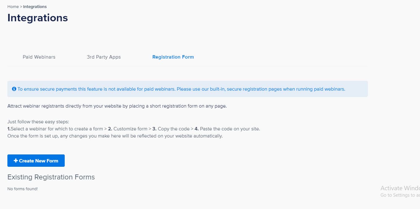 WebinarNinja registration forms