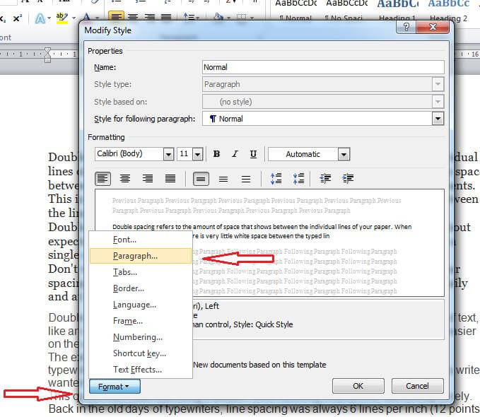 Selecting Paragraph from the drop-down list