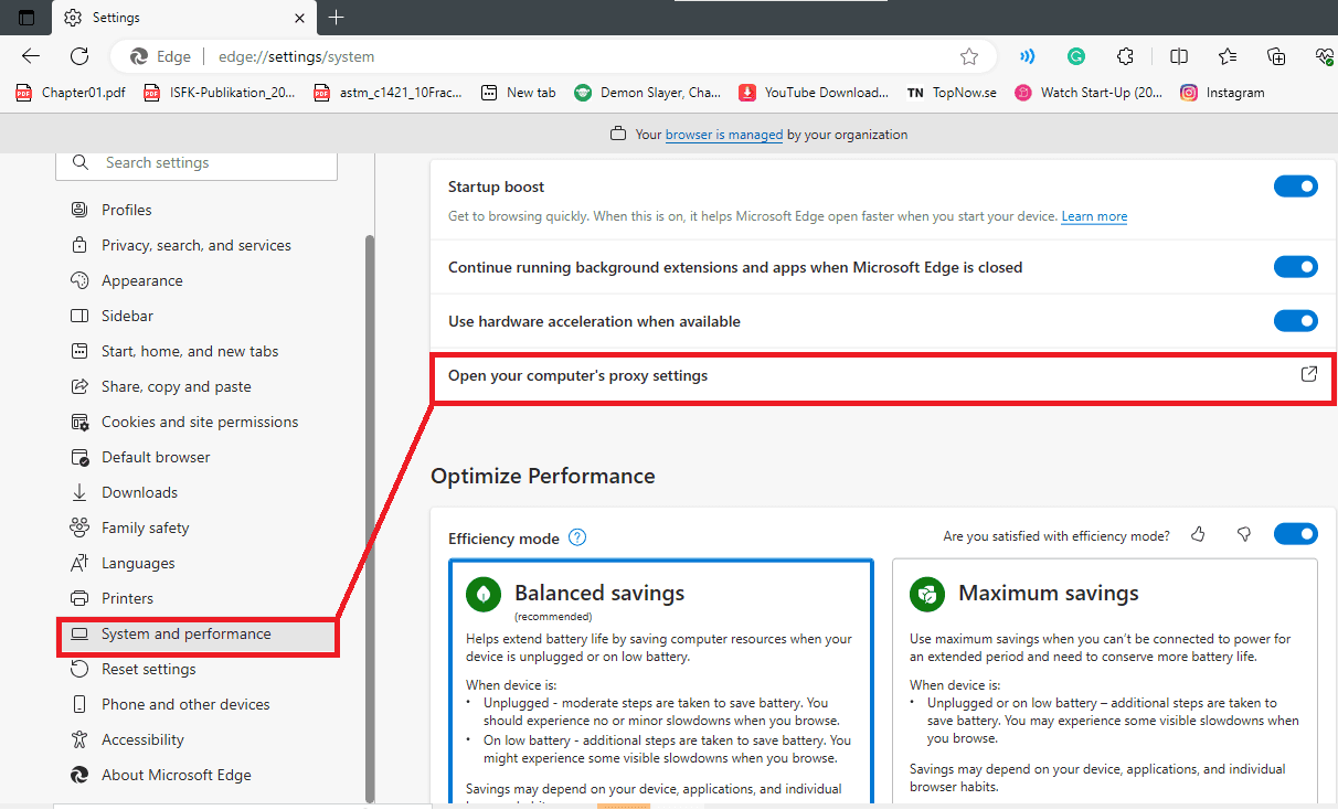 System and performance on Microsoft Edge
