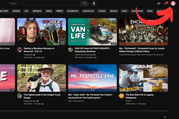 Your profile is at the top-right corner of your screen