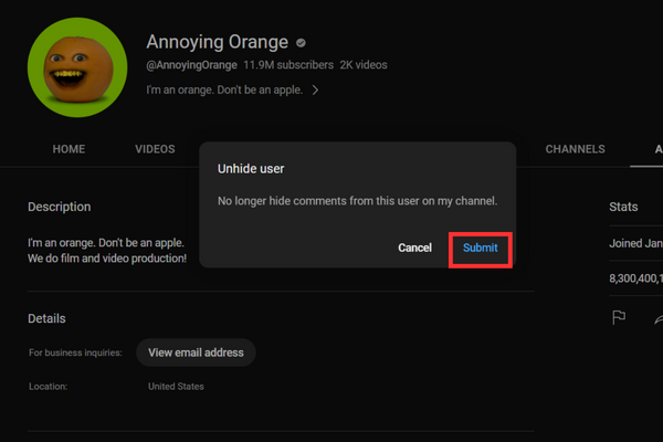 The “Submit” button will turn blue once clicked