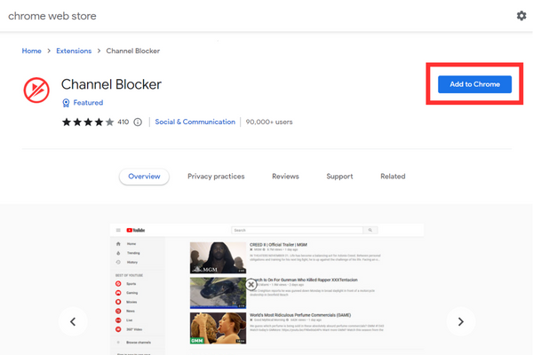 “Add to Chrome” is the one in the blue button.