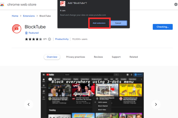 A pop-up will appear, select “Add extension"