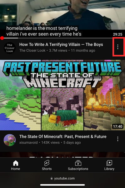 The three-dot menu has 3 dots aligned vertically