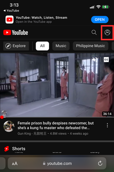 The “Sign In” button is next to the magnifying glass