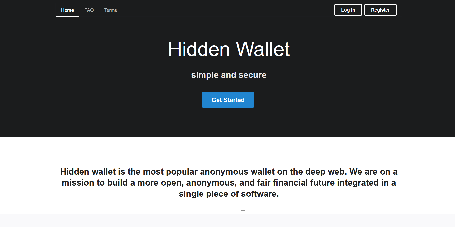 Hidden Wallet’s main page