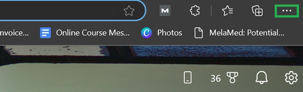 Button for more settings in Microsoft Edge